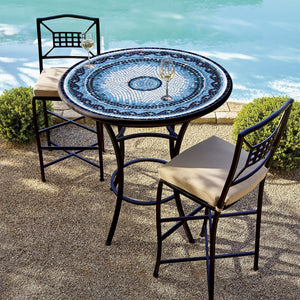 Navagio Mosaic High Dining Table-Iron Accents