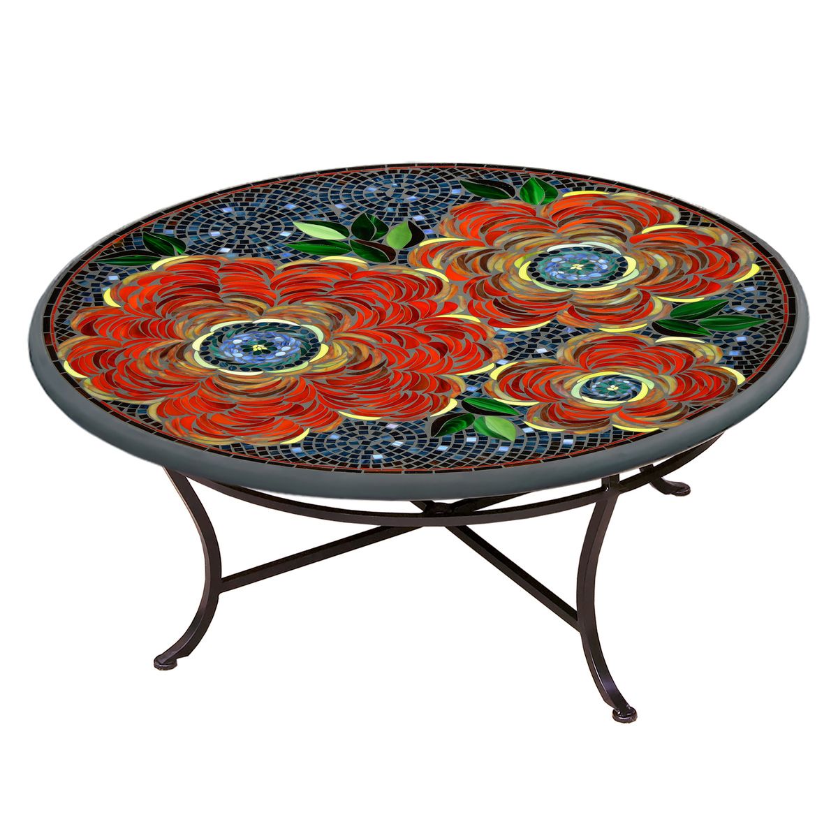 Zinnia Mosaic Coffee Table-Iron Accents