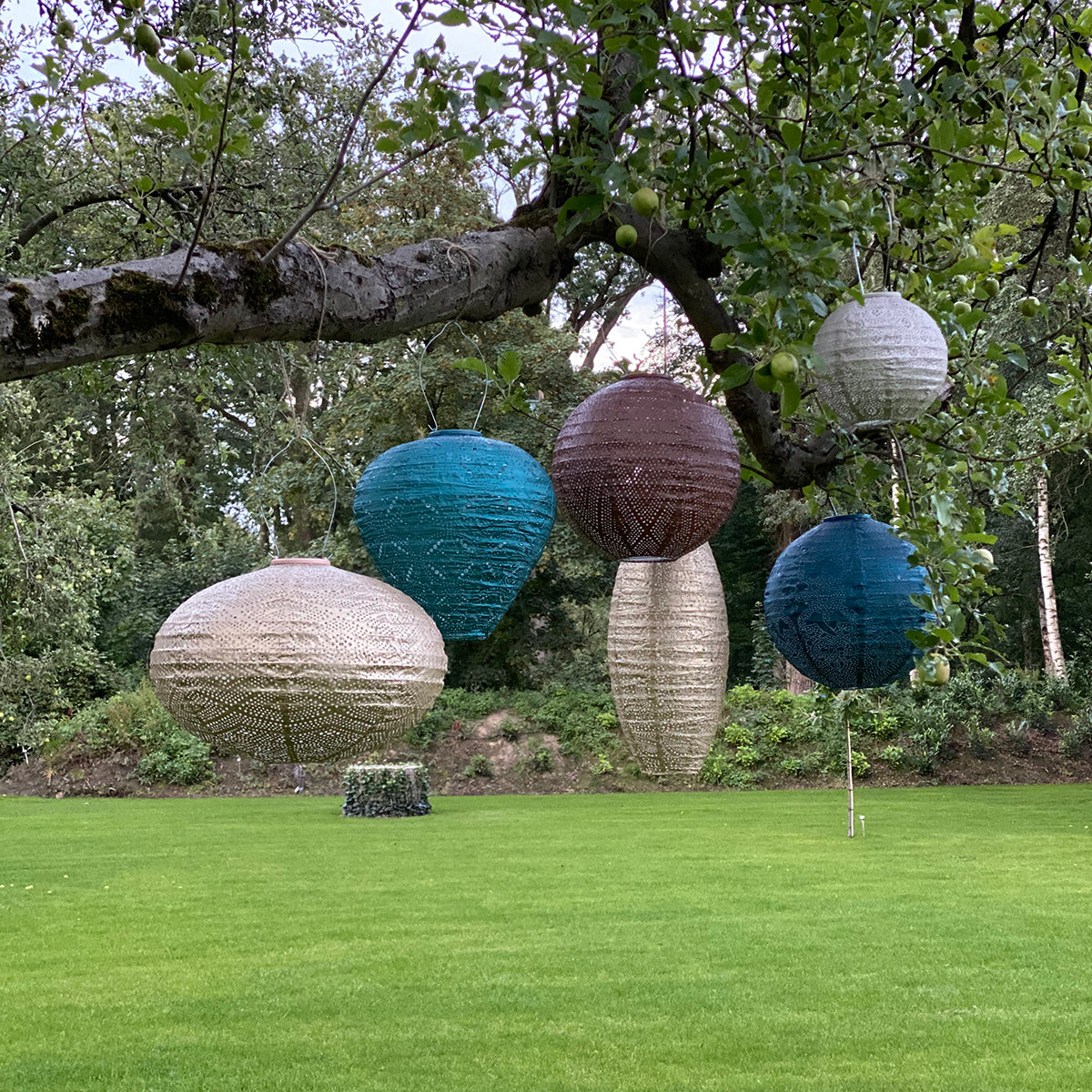 Oval Ikat Lantern - Gold