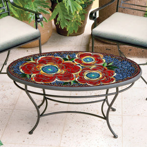 Zinnia Mosaic Coffee Table - Oval-Iron Accents