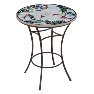 Hummingbird Mosaic High Dining Table-Iron Accents