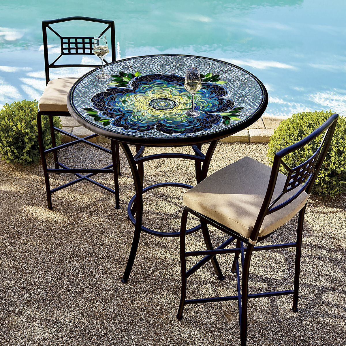 Giovella Mosaic High Dining Table-Iron Accents