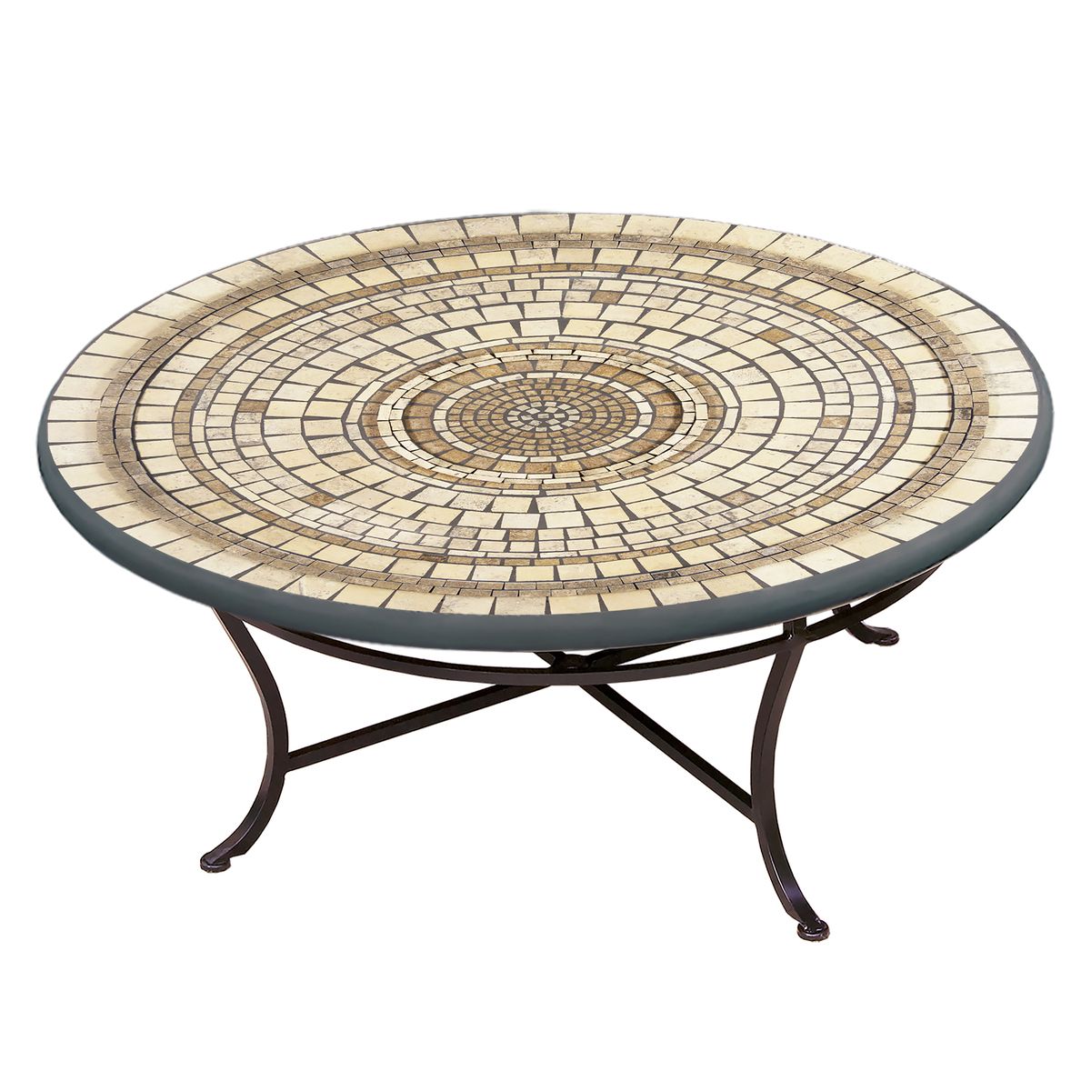 Marble Stone Mosaic Coffee Table-Iron Accents