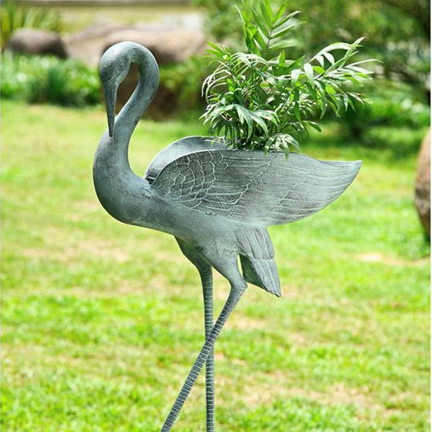 Crane Planter Holder-Iron Accents