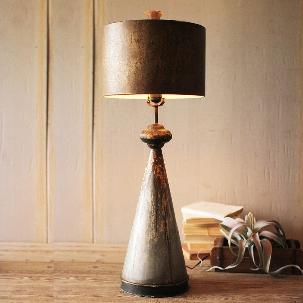 Distressed Metal Table Lamp-Lighting | Iron Accents