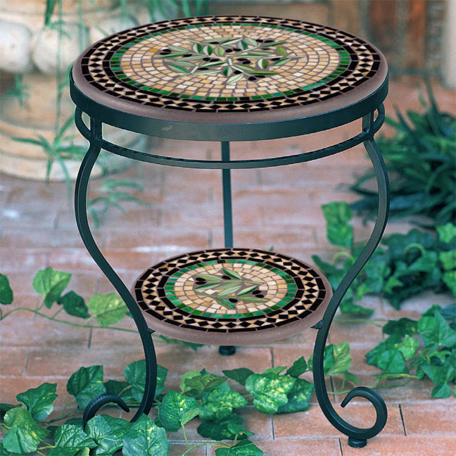 Mosaic Double Side Tables w/ Curl-Iron Accents
