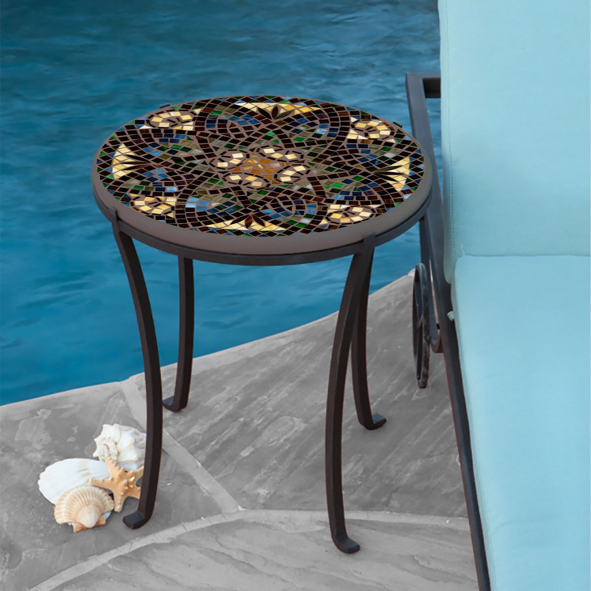 Monaco Mosaic Chaise Table-Iron Accents