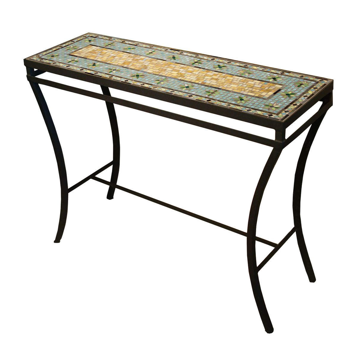 Malibu Mosaic Console Table-Iron Accents