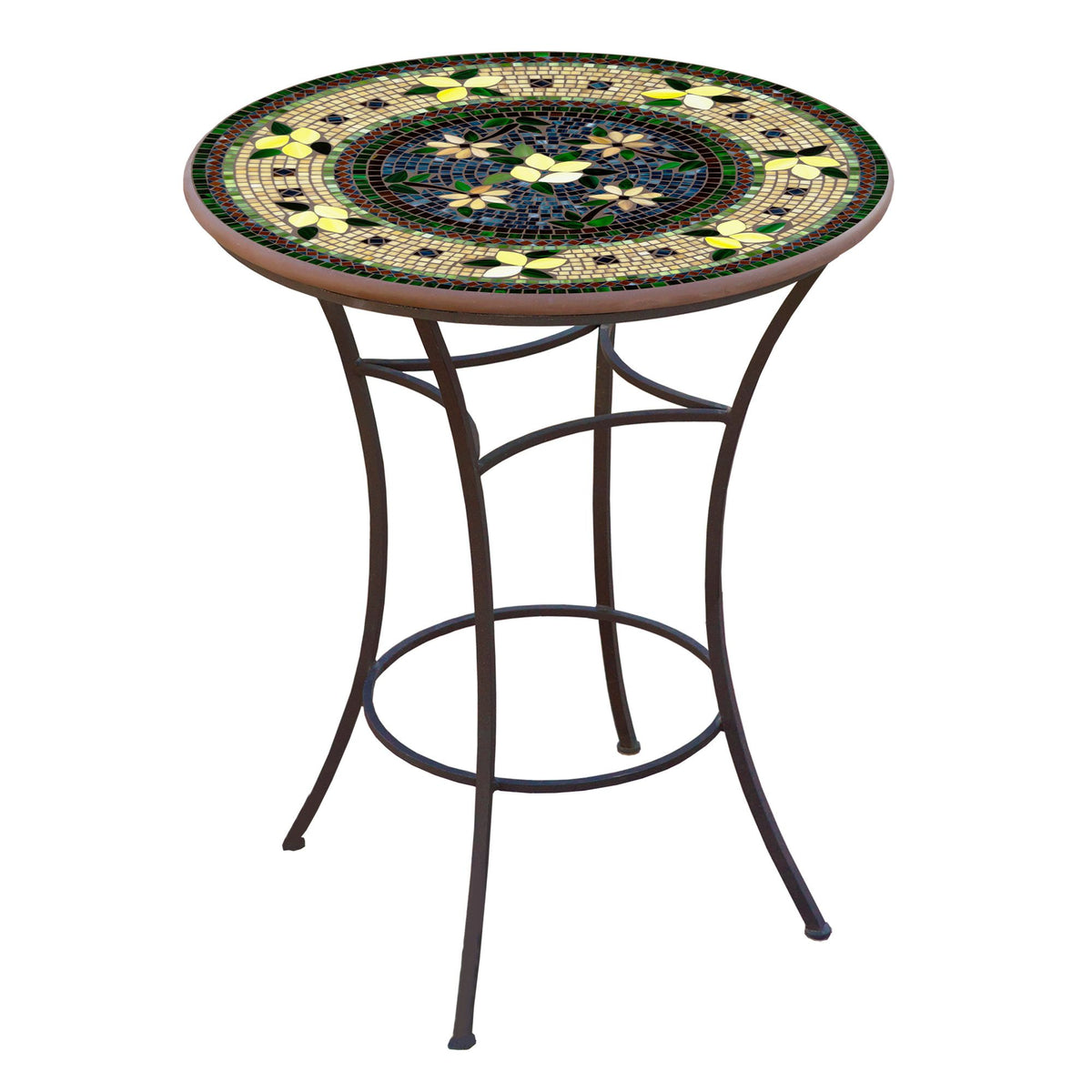 Tuscan Lemons Mosaic High Dining Table-Iron Accents