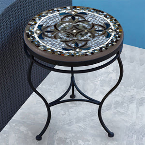 Roma Mosaic Side Table-Iron Accents