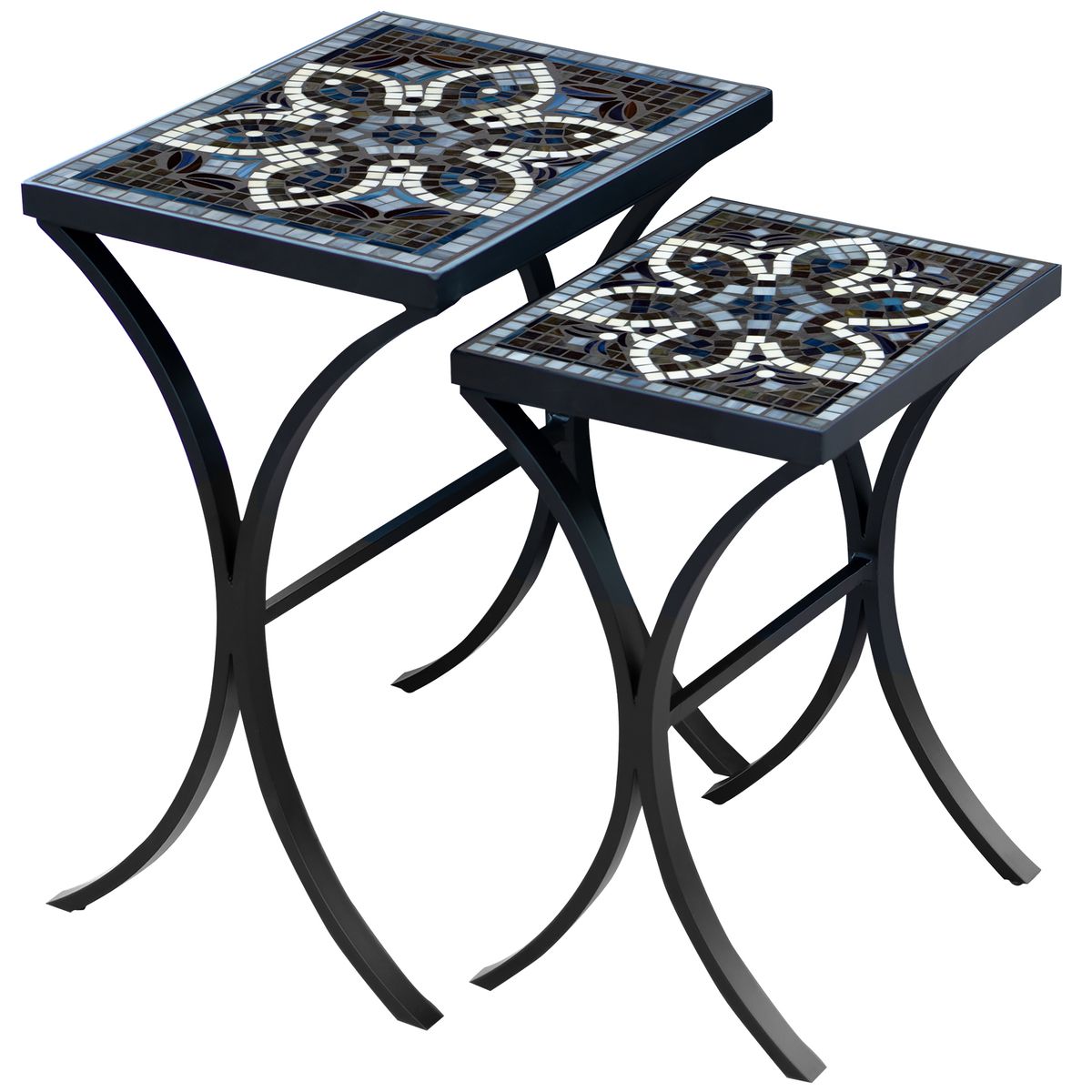 Grigio Mosaic Nesting Tables-Iron Accents