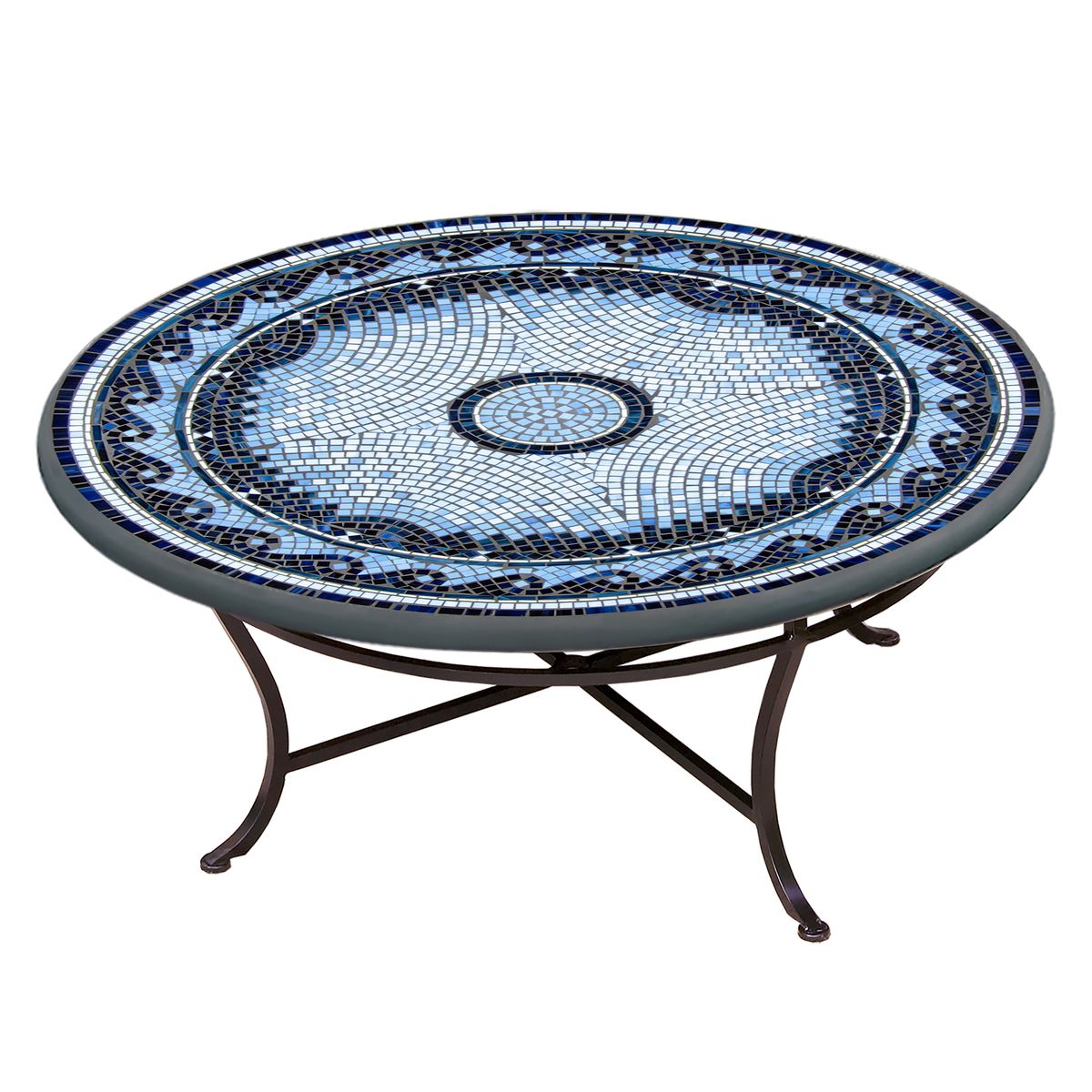 Navagio Mosaic Coffee Table-Iron Accents