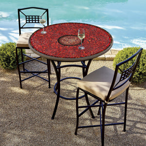Ruby Glass Mosaic High Dining Table-Iron Accents