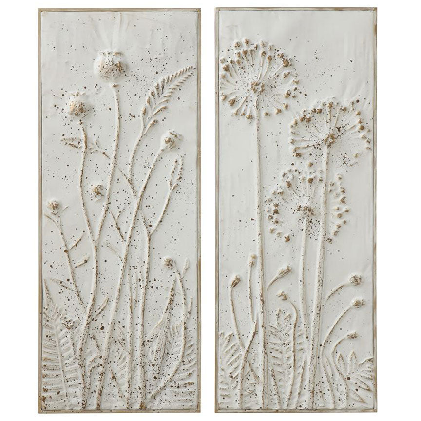 Serene Meadow Embossed Flower Plaques