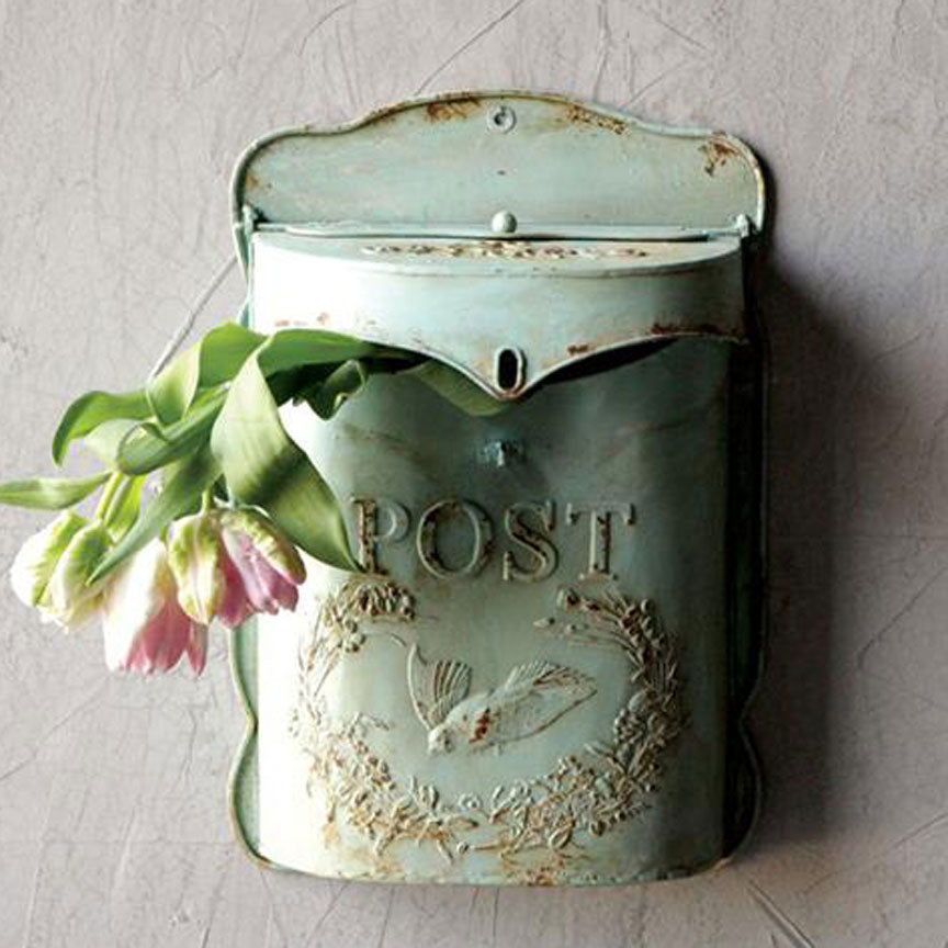 Embossed Metal Letter Box-Iron Accents