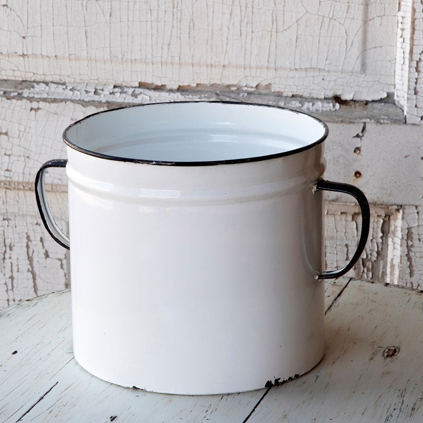 Enamel Painted Can Planter-Iron Accents