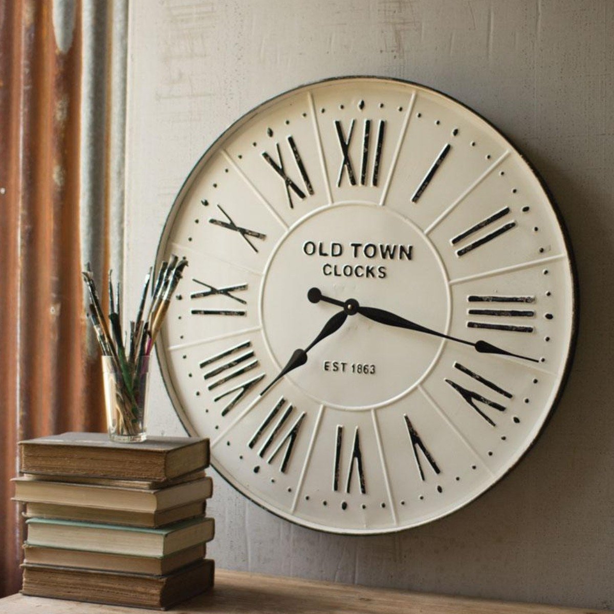Enameled Wall Clock-Wall | Iron Accents