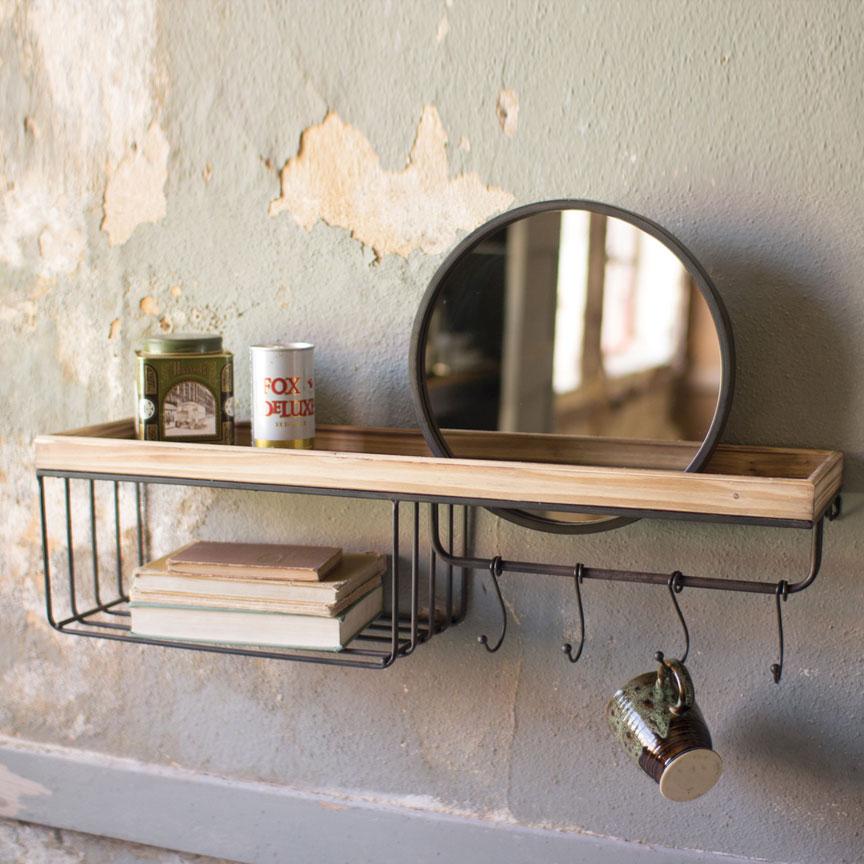 Entryway Shelf w/Mirror-Discontinued | Iron Accents