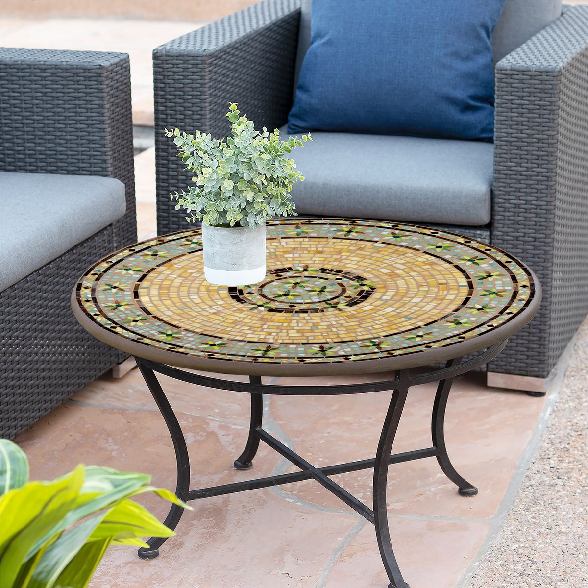Malibu Mosaic Coffee Table-Iron Accents