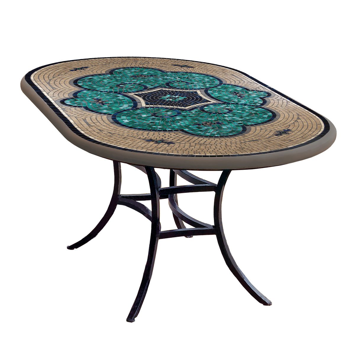 Sardinia Mosaic Oval Bistro-Iron Accents