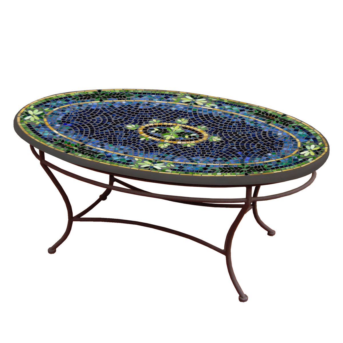Lake Como Mosaic Coffee Table - Oval-Iron Accents