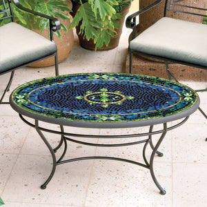 Lake Como Mosaic Coffee Table - Oval-Iron Accents