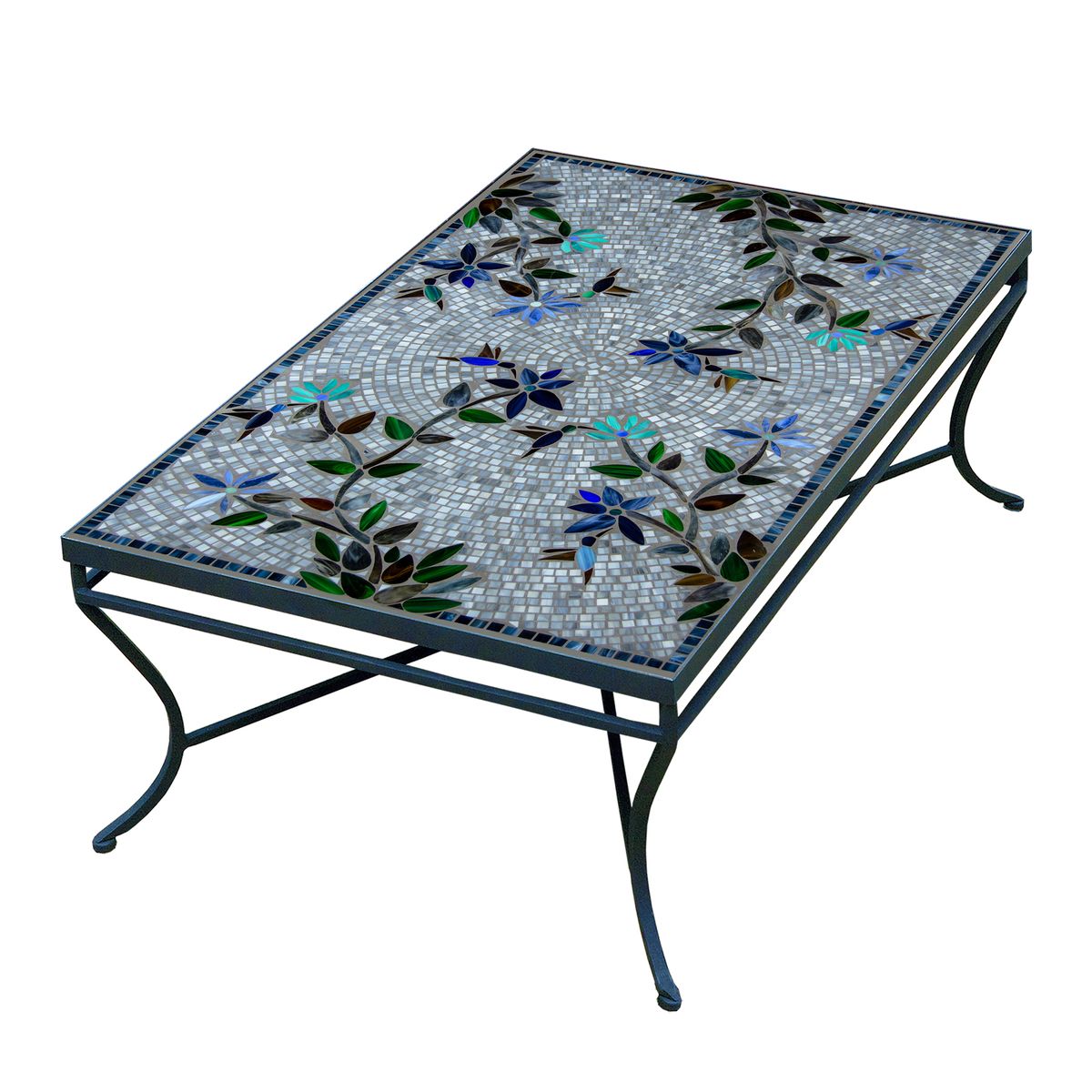 Royal Hummingbird Mosaic Coffee Table - Rect-Iron Accents