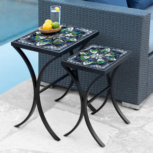 Belcarra Mosaic Nesting Tables-Iron Accents