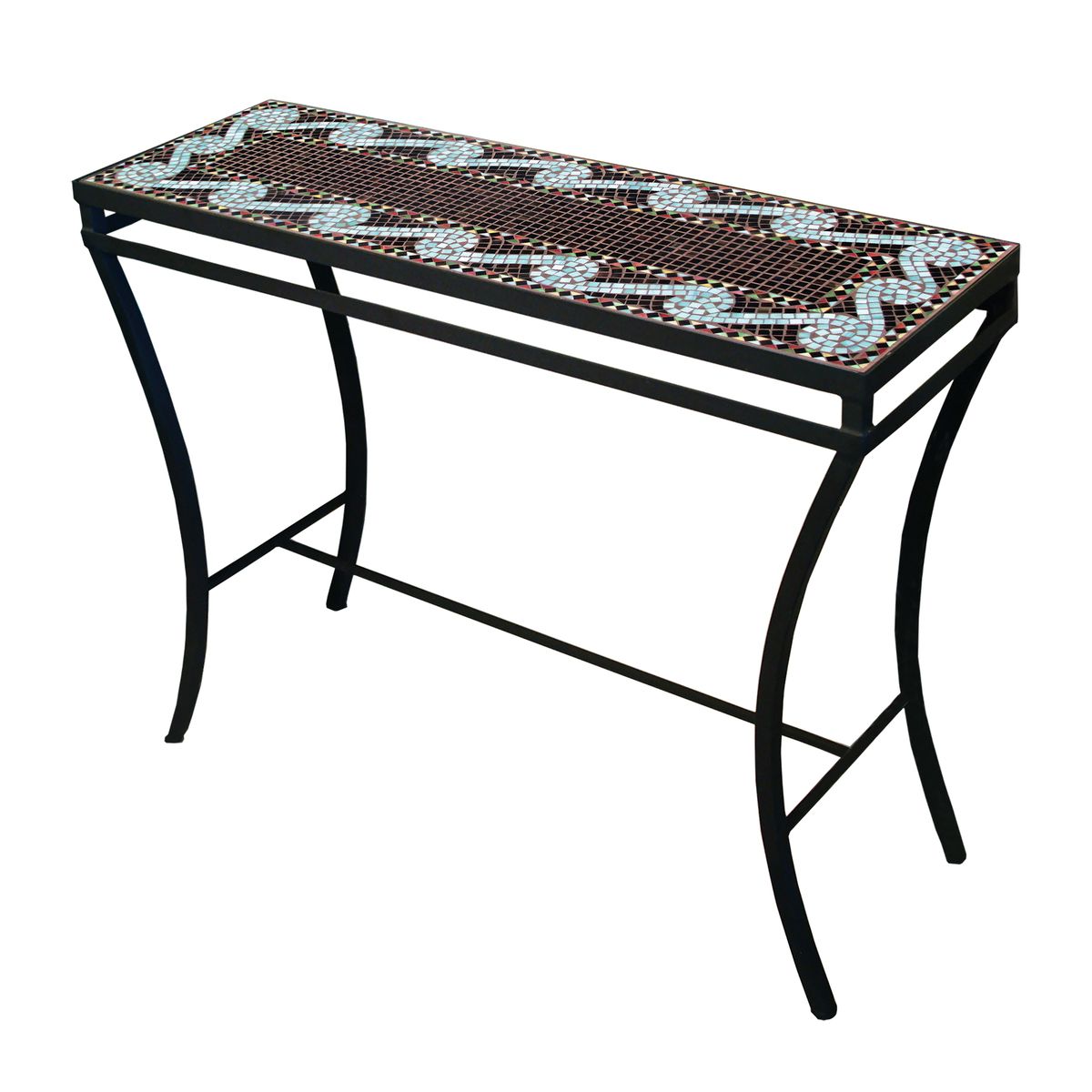 Oasis Mosaic Console Table-Iron Accents