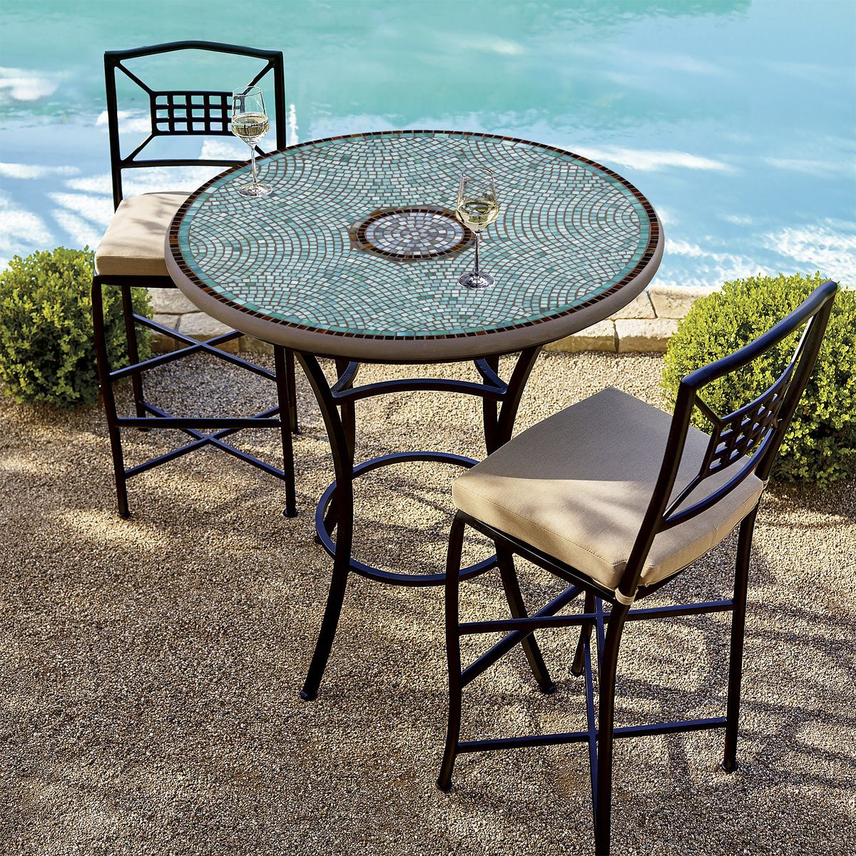 Jade Glass Mosaic High Dining Table-Iron Accents