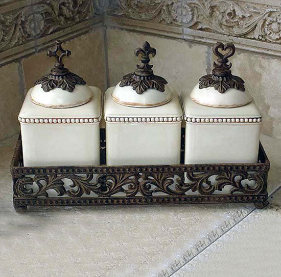 Faith, Hope & Love Spice Jars-Iron Accents