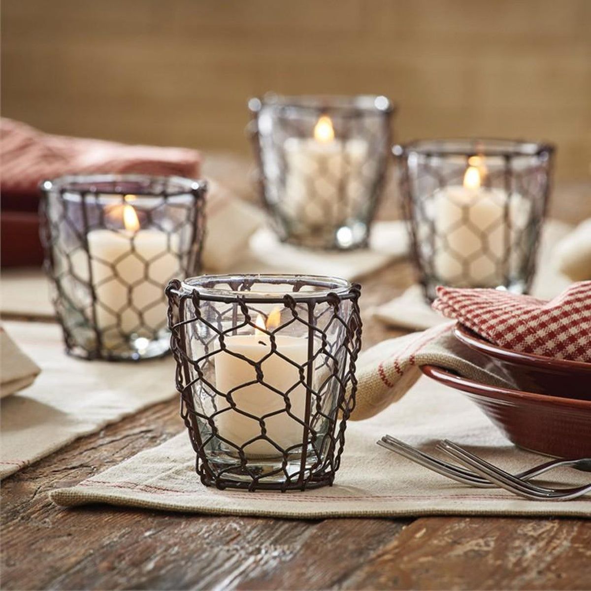 Farm House Votive Holder (Set-6)-Iron Accents