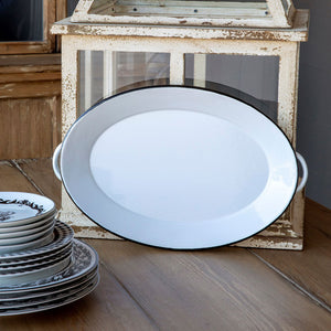 Farmhouse Enamelware Oval Tray-Iron Accents
