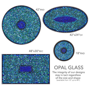 Opal Glass Mosaic Table Tops-Iron Accents