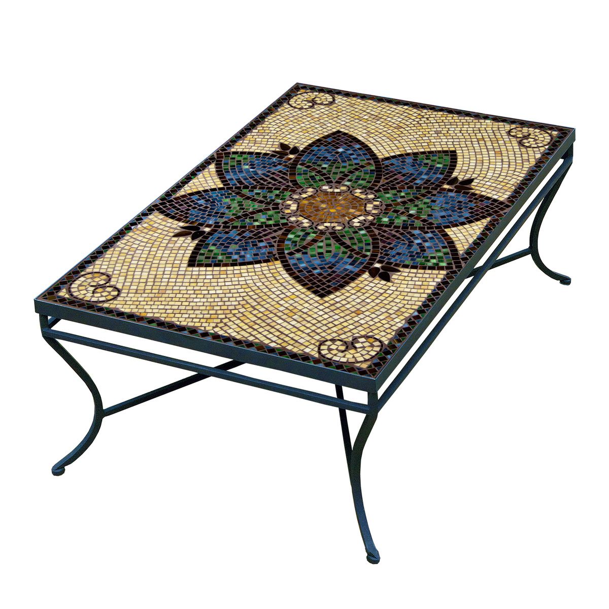 Monaco Mosaic Coffee Table - Rect-Iron Accents