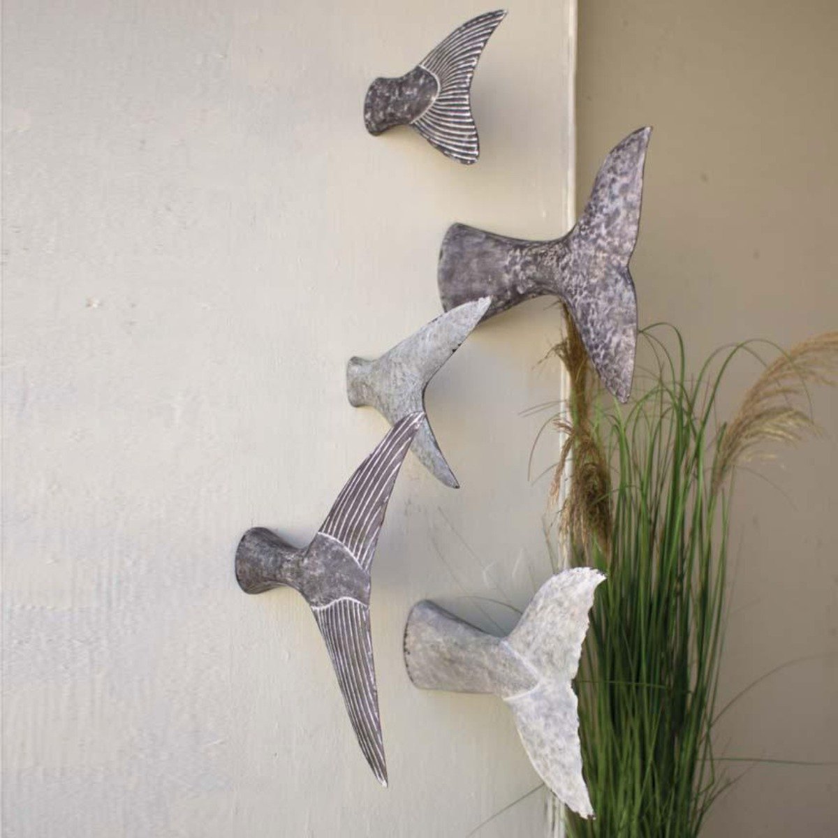 Fish Tail Wall Sculptures (Set-5)-Wall | Iron Accents