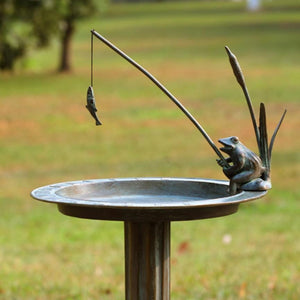 Fishing Frog Birdbath / Sundial-Iron Accents