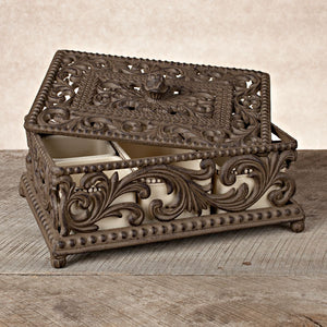 Five-Section Divided Tea Box-Iron Accents