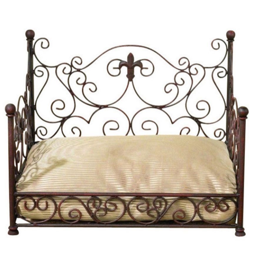 Fleur de Lis Pet Day Bed-Iron Accents