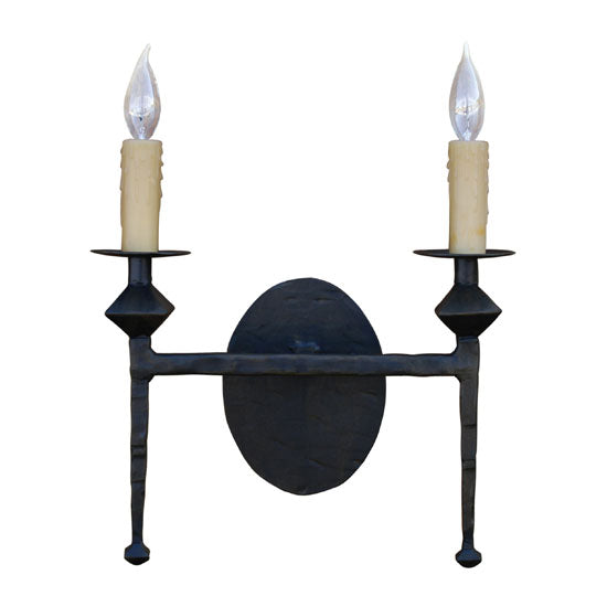 Forest Hill Double Wall Sconce-Iron Accents