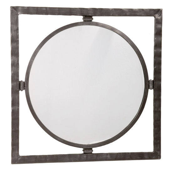 Forest Hill Round Wall Mirror-Iron Accents