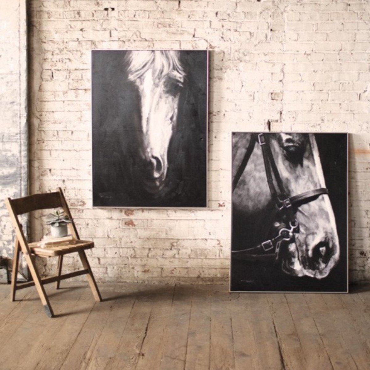 Framed Horse Oil Paintings-Wall | Iron Accents
