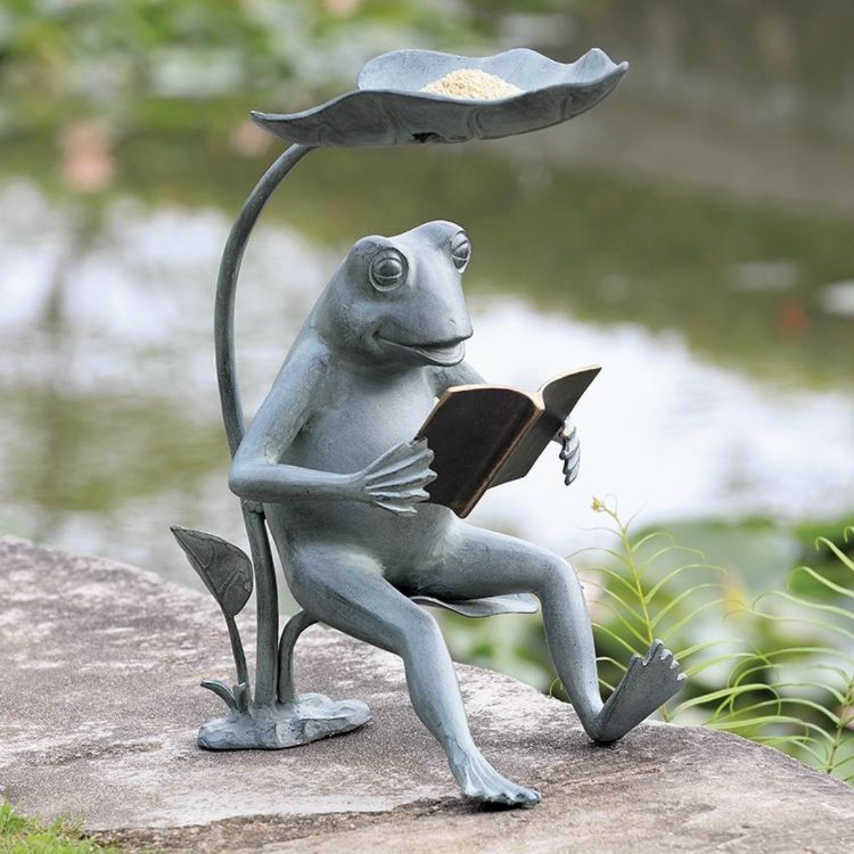 Frog Birdfeeder with LED Light-Garden | Iron Accents