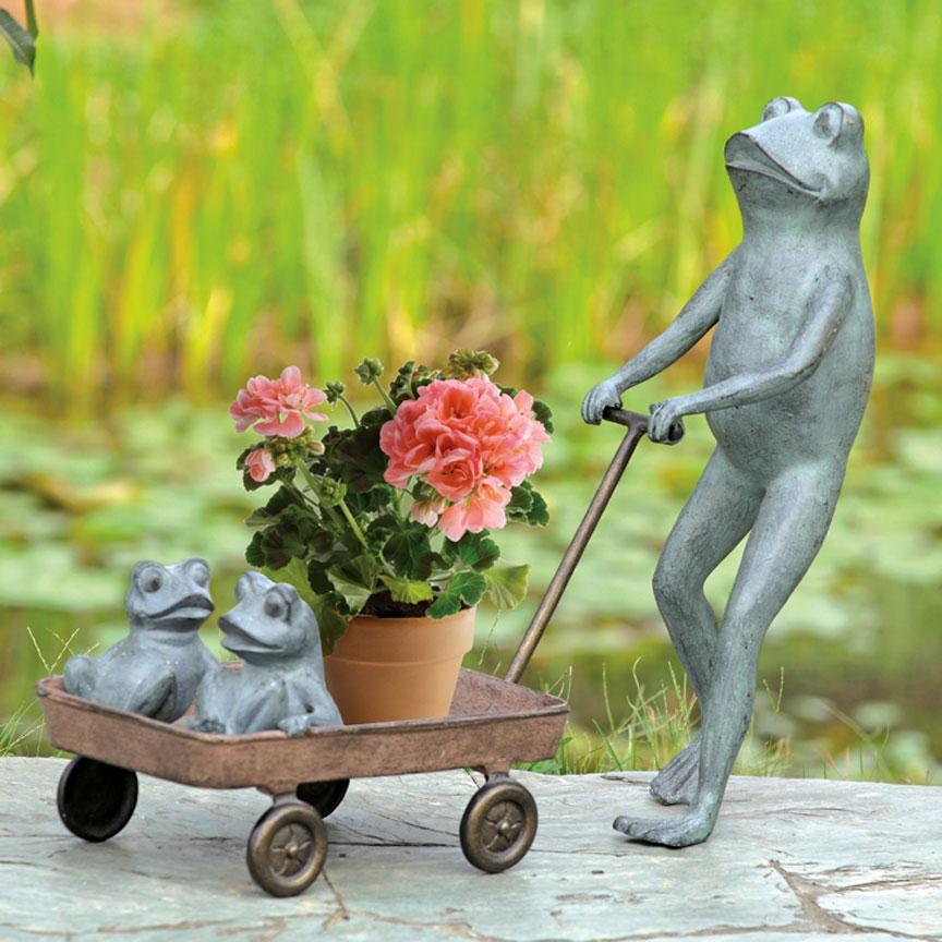 Frog Family Wagon Planter-Garden | Iron Accents