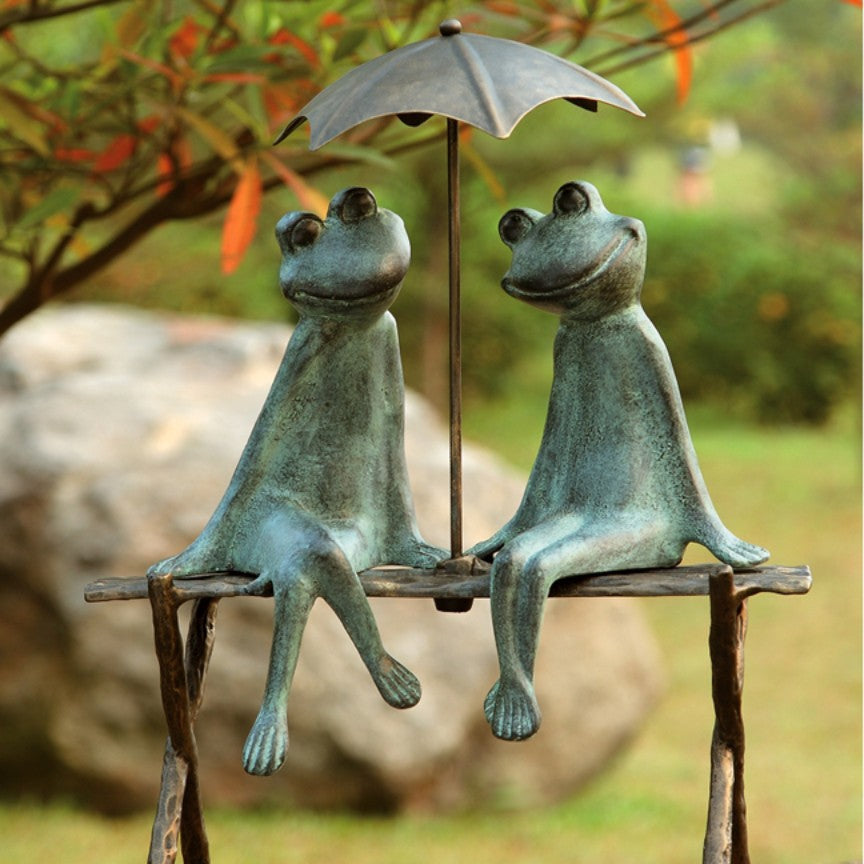 Frog Lovers Garden Sculpture - Iron Accents