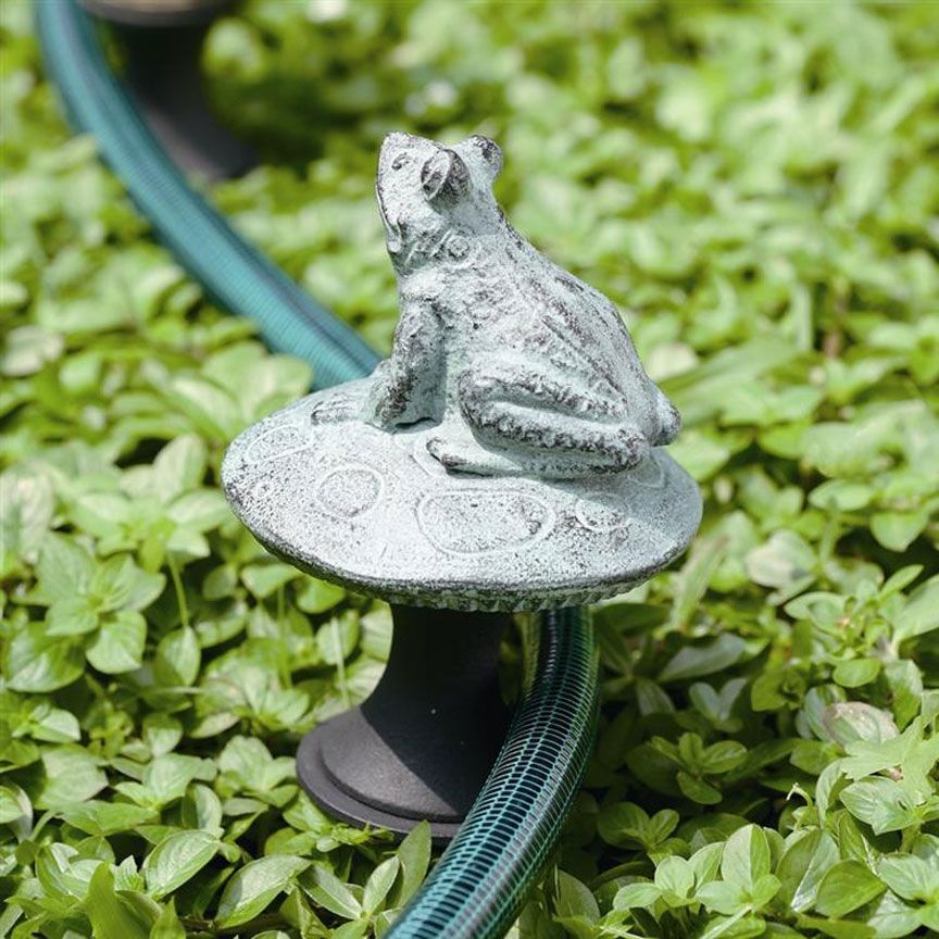 Frog on Mushroom Hose Guard-Iron Accents