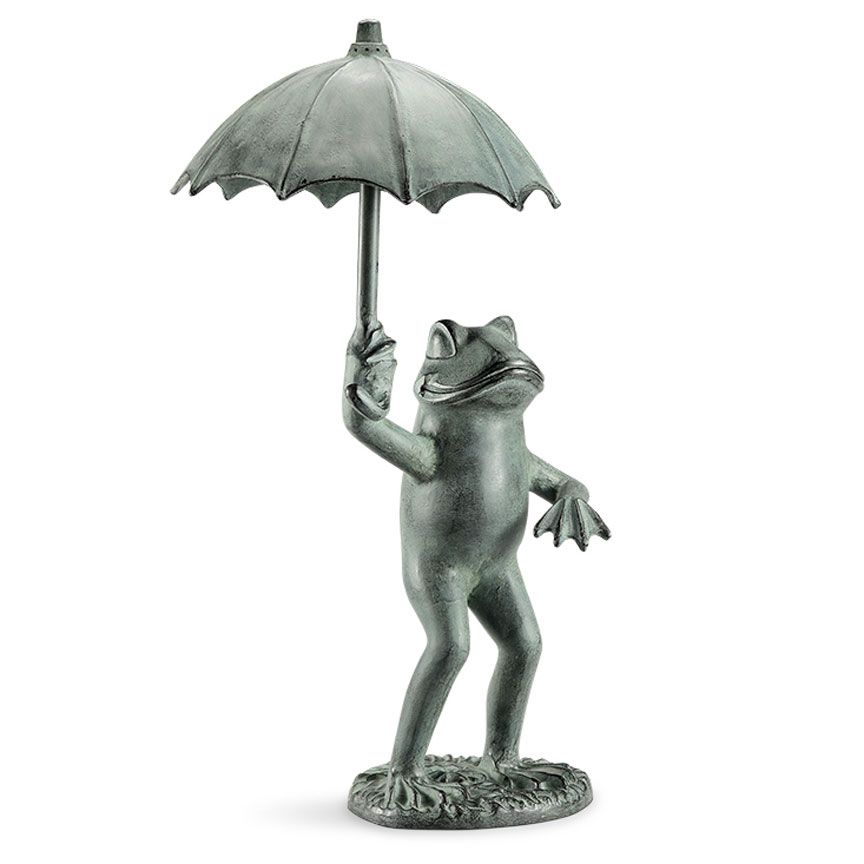frog patio umbrella stand Alpine Corporation QWR1004 Indoor/Outdoor Smiling with Yellow Garden Statue, Playful Frog Statue, 23" H, Green : Grocery & Gourmet Food Weighing 59 Frog w/ Umbrella Garden Spitter
