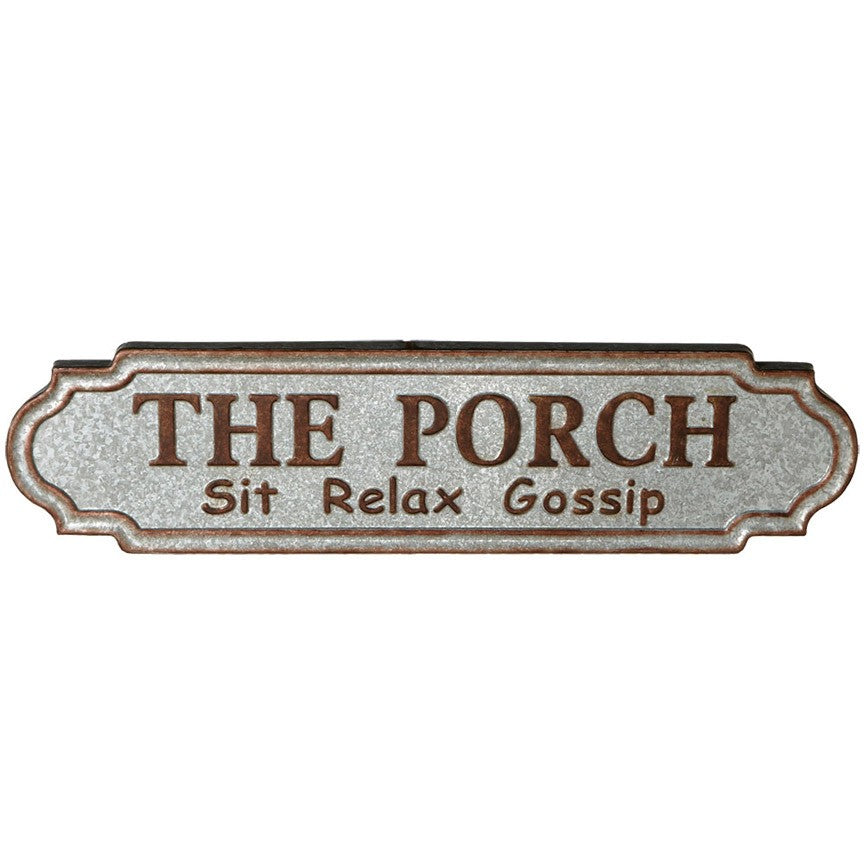 Galvanized "The Porch" Sign-Iron Accents