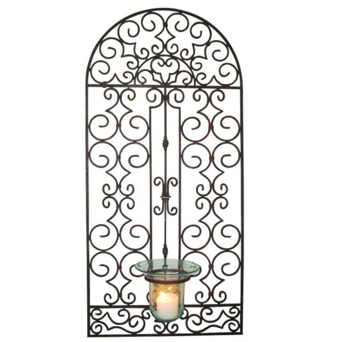 Garden Gate Hurricane Holder-Iron Accents
