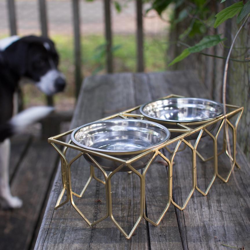 Geometric Dog Feeder - Small-Discontinued | Iron Accents